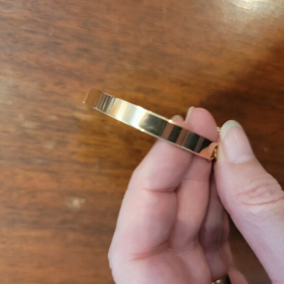 Gold .25" Width Open Cuff Bangle Bracelet with Lobster Claw Clasp - Picture 7 of 10